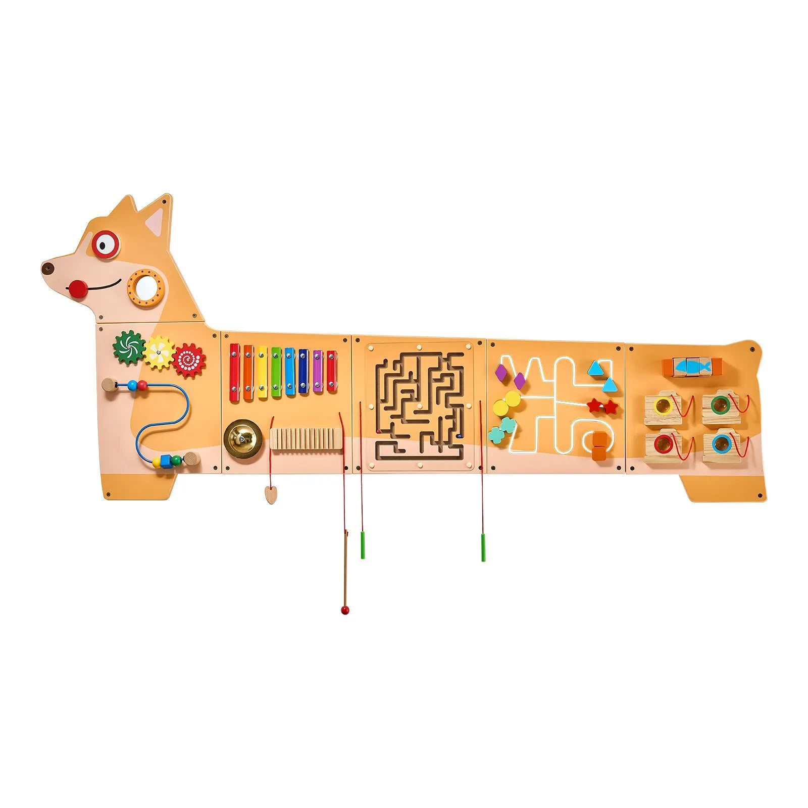 VEVOR Bērnu aktivitāšu sienas panelis “Puppy” ar 12 aktivitātēm, Montessori sensorā siena bērniem 3–12 gadiem, mācību aktivitāšu centrs rotaļu istabai, bērnudārzam un klasei