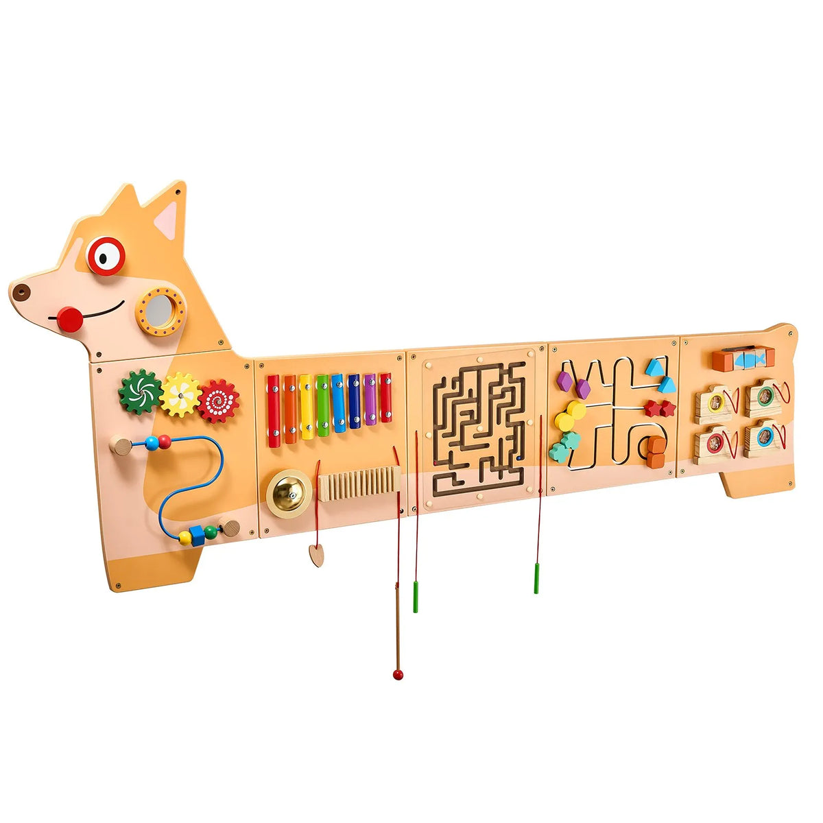 VEVOR Bērnu aktivitāšu sienas panelis “Puppy” ar 12 aktivitātēm, Montessori sensorā siena bērniem 3–12 gadiem, mācību aktivitāšu centrs rotaļu istabai, bērnudārzam un klasei