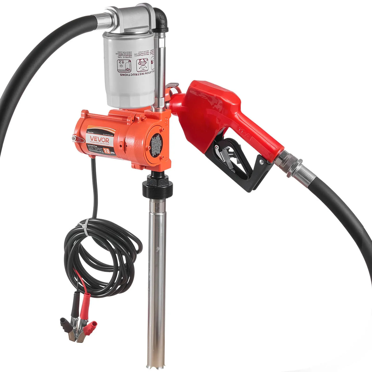VEVOR degvielas pārsūknēšanas sūknis 12 V DC, 40 L/min, portatīvs dīzeļdegvielas sūkņa komplekts ar automātisku izslēgšanās pistoli, izplūdes šļūteni, pārkaršanas aizsardzību un barošanas kabeli, sprādziendrošs, benzīnam, dīzeļdegvielai un petrolejai