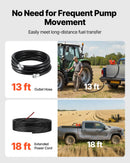 VEVOR degvielas pārsūknēšanas sūknis, 12 V DC, 76 l/min, 186 W, dīzeļdegvielas sūknis ar manuālu uzpildes pistoli, izplūdes šļūteni, sūkšanas cauruli, piemērots benzīnam, dīzeļdegvielai, petrolejai, etanola, metanola maisījumiem, kā arī biodīzeļdegvielai