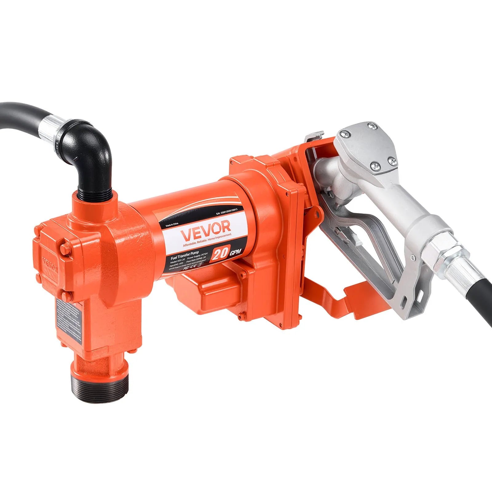 VEVOR degvielas pārsūknēšanas sūknis, 12 V DC, 76 l/min, 186 W, dīzeļdegvielas sūknis ar manuālu uzpildes pistoli, izplūdes šļūteni, sūkšanas cauruli, piemērots benzīnam, dīzeļdegvielai, petrolejai, etanola, metanola maisījumiem, kā arī biodīzeļdegvielai