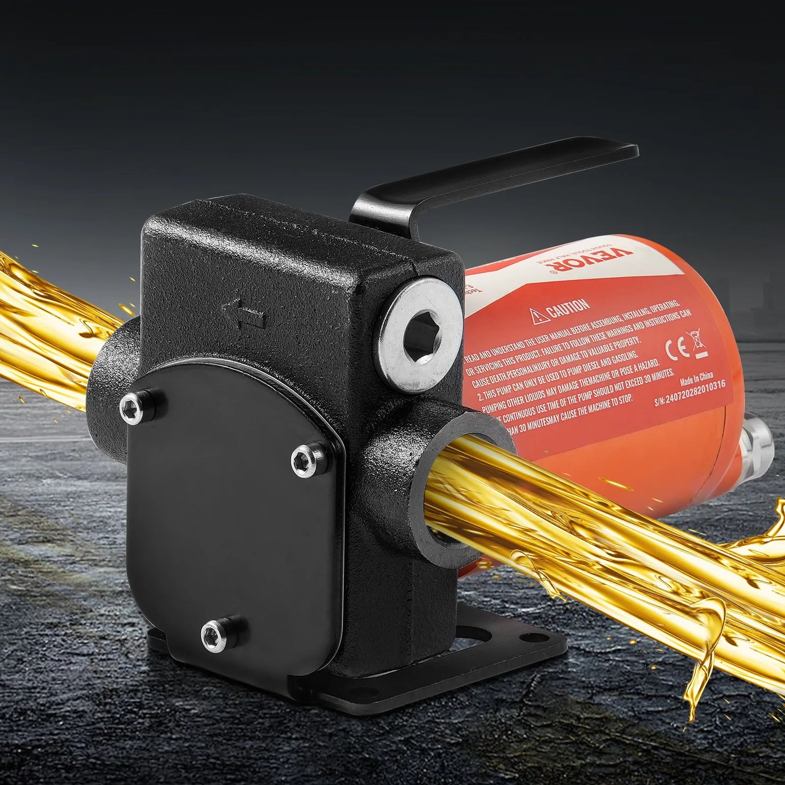 VEVOR degvielas pārsūknēšanas sūknis, 12 V DC, 19 l/min, 75 W, portatīvs elektriskais dīzeļdegvielas sūknis ar automātisku uzpildes pistoli, garu ieplūdes un izplūdes šļūteni benzīnam, dīzeļdegvielai, petrolejai un metanola maisījumiem