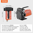 VEVOR degvielas pārsūknēšanas sūknis, 12 V DC, 19 l/min (5,3 GPM), 75 W (1/10 HP), portatīvs elektriskais dīzeļdegvielas pārsūknēšanas sūknis ar automātisko uzpildes pistoli, garu ieplūdes, izplūdes šļūteni, piemērots benzīnam, dīzeļdegvielai, petrolejai.