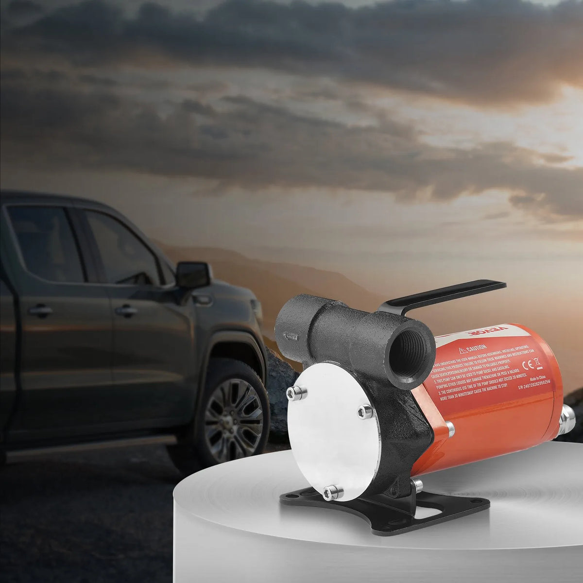 VEVOR degvielas pārsūknēšanas sūknis, 12 V DC, 30 l/min, 124 W, portatīvs elektriskais dīzeļdegvielas sūknis ar automātisku uzpildes pistoli, garu ieplūdes un izplūdes šļūteni benzīnam, dīzeļdegvielai, petrolejai un metanola maisījumiem