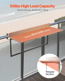 VEVOR piekarināms balkona galds 38 × 99 cm, salokāms margu galds ar 5 līmeņu augstuma regulēšanu, piemērots margām ar biezumu 2,5–13,5 cm, pasniegšanas galds balkonam un terasei