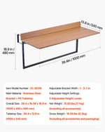 VEVOR piekarināms balkona galds 38 × 99 cm, salokāms margu galds ar 5 līmeņu augstuma regulēšanu, piemērots margām ar biezumu 2,5–13,5 cm, pasniegšanas galds balkonam un terasei