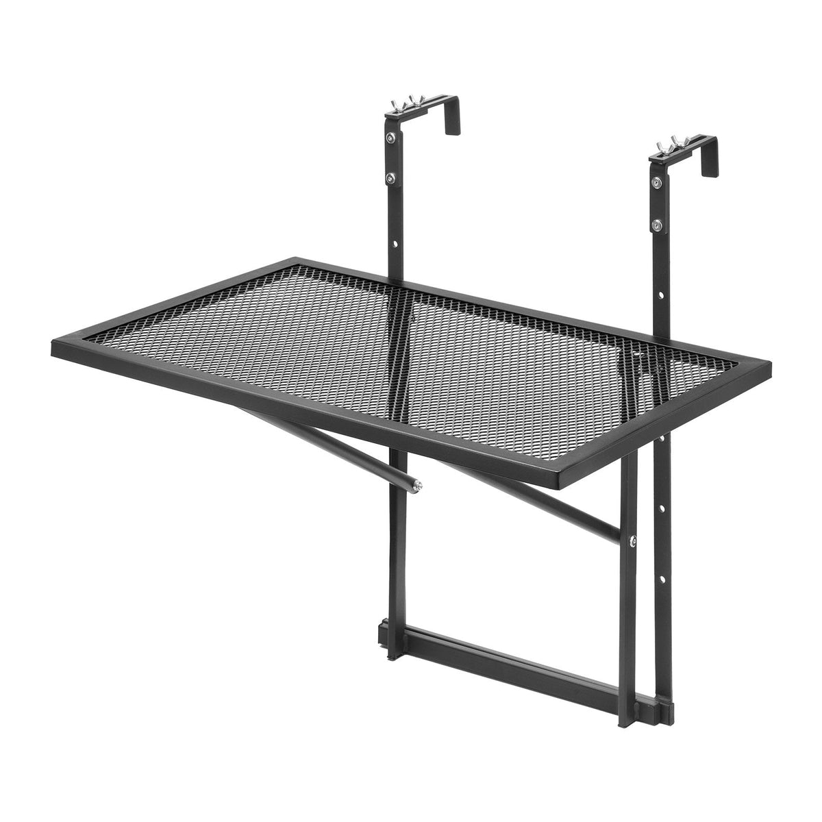 VEVOR piekarināms balkona galds 48 × 61 cm, salokāms metāla margu galds ar 5 līmeņu regulēšanu, piemērots margām ar biezumu 2,5–11,9 cm, pasniegšanas galds balkonam un terasei