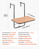 VEVOR piekarināms balkona galds 64 × 61 cm, salokāms balkona margu galds ar 4 līmeņu augstuma regulēšanu, piemērots margām ar biezumu 2,5–21 cm, pasniegšanas galds balkonam un terasei