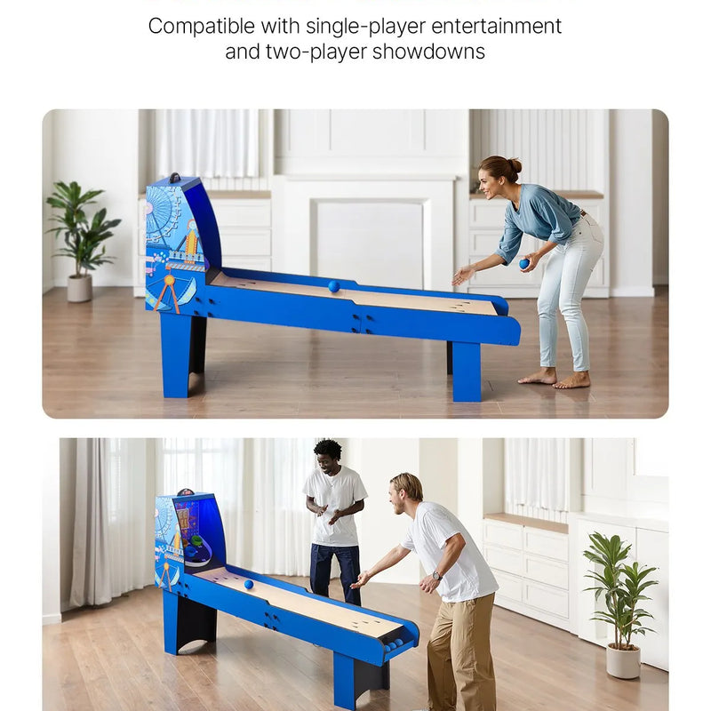 VEVOR klasiskā Roll and Score arkādes spēļu galda iekārta, 244 cm, iekštelpu arkādes spēle ar elektronisko rezultātu skaitītāju, skaņu un automātisku bumbiņu atgriešanu, piemērota pieaugušajiem un bērniem, 4 bumbiņas komplektā