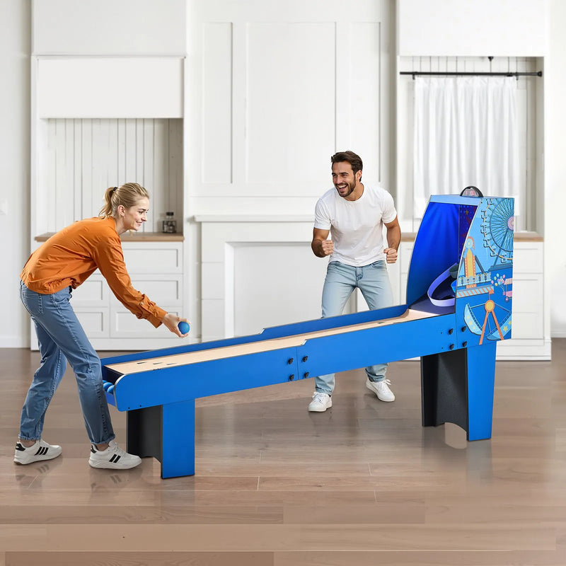 VEVOR klasiskā Roll and Score arkādes spēļu galda iekārta, 244 cm, iekštelpu arkādes spēle ar elektronisko rezultātu skaitītāju, skaņu un automātisku bumbiņu atgriešanu, piemērota pieaugušajiem un bērniem, 4 bumbiņas komplektā