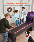 VEVOR klasiskā Roll and Score arkādes spēļu galda iekārta, 274 cm, iekštelpu skeeball spēļu galds ar LED elektronisko rezultātu skaitītāju, skaņu un automātisku bumbiņu atgriešanu, piemērots pieaugušajiem un bērniem, 4 bumbiņas komplektā