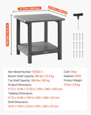 VEVOR āra sānu galds 450 × 380 × 440 mm, divslāņu HDPE konstrukcija, viegli kopjams, izturīgs pret skarbiem laikapstākļiem, piemērots terasei, baseinam, pludmalei, lievenim, pagalmam un iekštelpām, pelēks