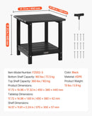 VEVOR āra sānu galds 450 × 380 × 440 mm, divslāņu HDPE konstrukcija, viegli kopjams, izturīgs pret skarbiem laikapstākļiem, piemērots terasei, baseinam, pludmalei, lievenim, pagalmam un iekštelpām, melns