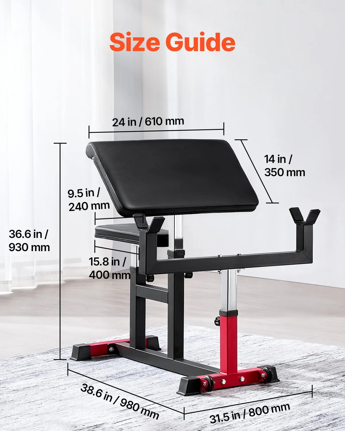 VEVOR bicepsu treniņu sols, regulējams spēka treniņu trenažieris ar stieņa un hanteles bicepsu staciju, 200 kg nestspēja, mājas sporta zālei