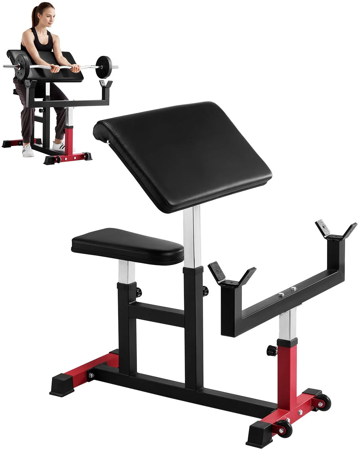 VEVOR bicepsu treniņu sols, regulējams spēka treniņu trenažieris ar stieņa un hanteles bicepsu staciju, 200 kg nestspēja, mājas sporta zālei