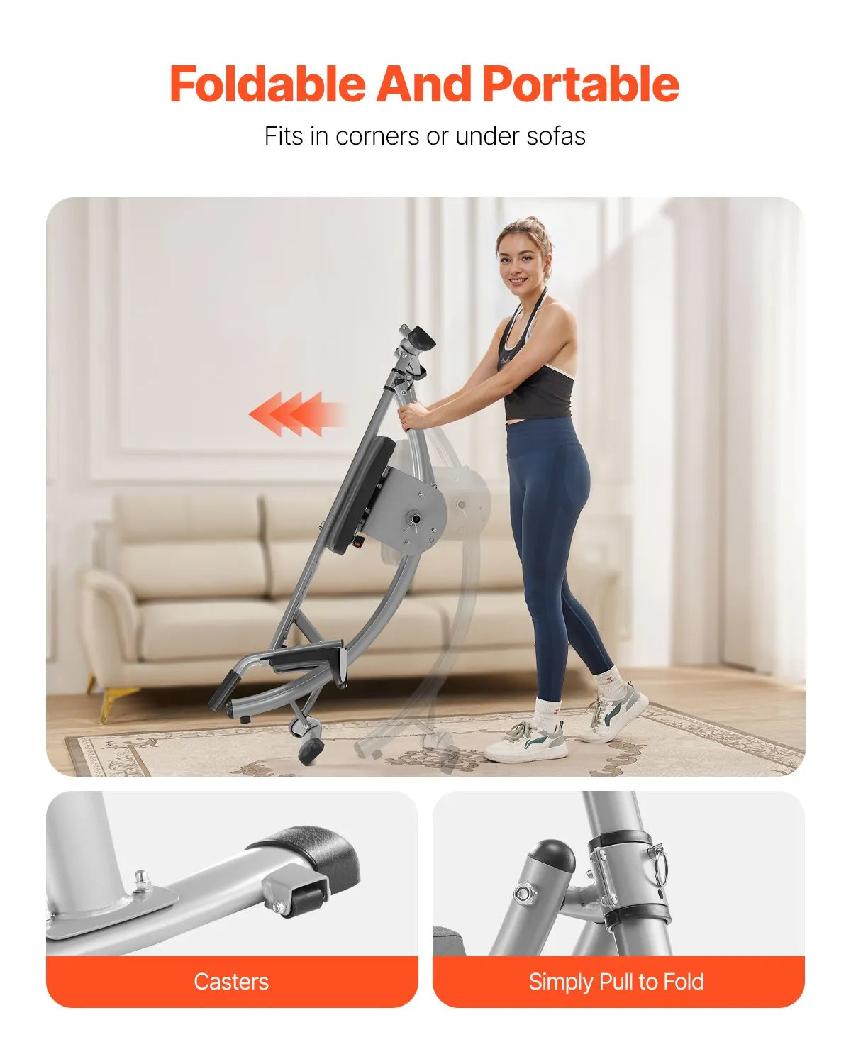 VEVOR vēdera preses trenažieris, core un vēdera muskuļu trenažieris, salokāms un regulējams fitnesa aprīkojums, 200 kg nestspēja, mājas sporta zālei