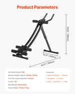 VEVOR vēdera preses trenažieris, core un vēdera muskuļu trenažieris, salokāms un regulējams fitnesa aprīkojums, 200 kg nestspēja, mājas sporta zālei
