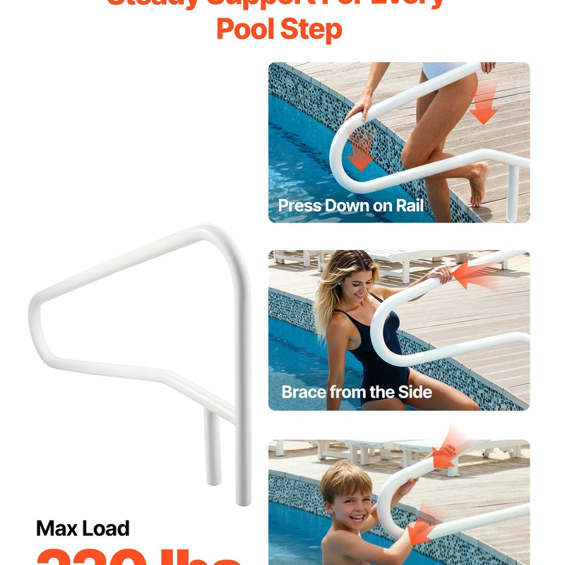 VEVOR baseina margas 137,1 × 81,3 cm, pastiprinātas nerūsējošā tērauda peldbaseina margas ar nestspēju līdz 100 kg, bezšuvju metinājums, iegremdēta vai ar pamatplāksni montējama konstrukcija lietošanai pie baseina, akvaparkos un spa centros