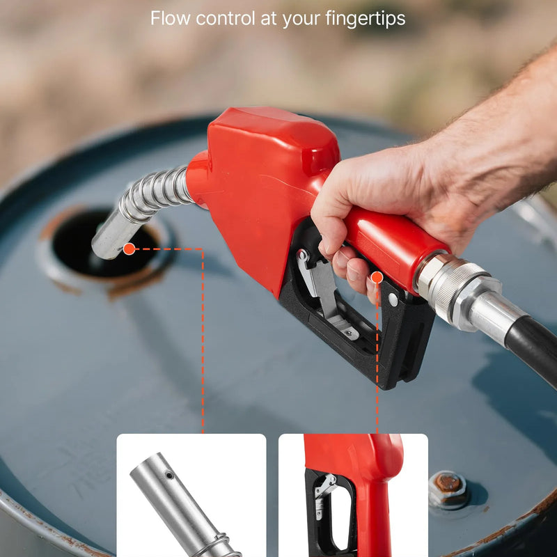 VEVOR degvielas pārsūknēšanas sūknis 230 V 57 l/min ar automātisku degvielas pistoli un izplūdes šļūteni benzīnam, dīzeļdegvielai, petrolejai, biodīzeļdegvielai un etanola maisījumiem