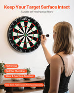 VEVOR šautriņu dēlis 450 mm, augstas kvalitātes šautriņu dēlis ar skavu brīvu bullseye centru, asmens tipa stiepli un rotējošu ciparu gredzenu, profesionāls šautriņu dēlis mājas ballītēm un spēļu istabai (šautriņas nav iekļautas)