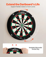 VEVOR šautriņu dēlis 450 mm, augstas kvalitātes šautriņu dēlis ar skavu brīvu bullseye centru, asmens tipa stiepli un rotējošu ciparu gredzenu, profesionāls šautriņu dēlis mājas ballītēm un spēļu istabai (šautriņas nav iekļautas)