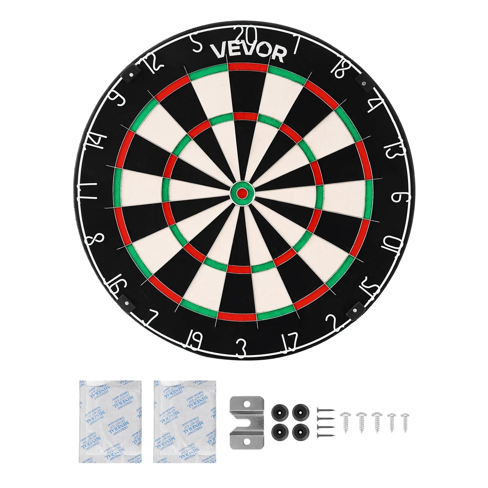 VEVOR šautriņu dēlis 450 mm, augstas kvalitātes šautriņu dēlis ar skavu brīvu bullseye centru, asmens tipa stiepli un rotējošu ciparu gredzenu, profesionāls šautriņu dēlis mājas ballītēm un spēļu istabai (šautriņas nav iekļautas)