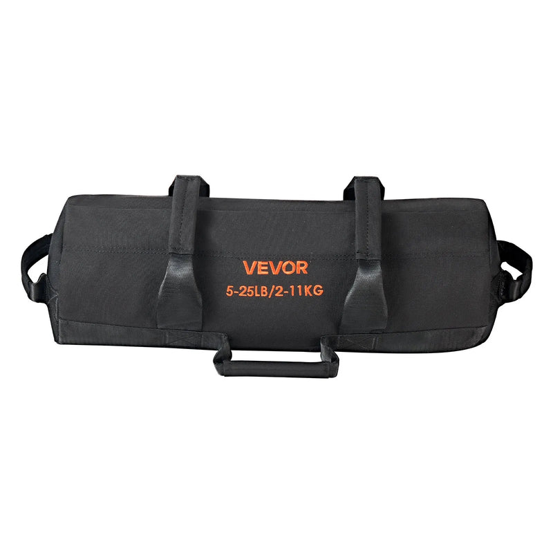 VEVOR regulējams treniņu smilšu maiss ar rokturiem, 2–11 kg, fitnesa un spēka treniņiem, melns (bez pildījuma)