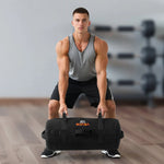 VEVOR regulējams treniņu smilšu maiss ar rokturiem, 11–34 kg, fitnesa un spēka treniņiem, melns (bez pildījuma)