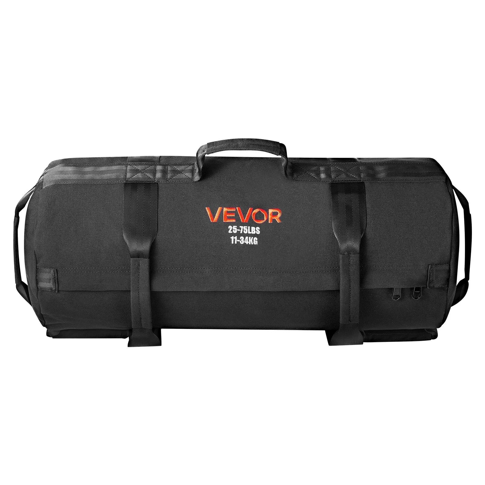 VEVOR regulējams treniņu smilšu maiss ar rokturiem, 11–34 kg, fitnesa un spēka treniņiem, melns (bez pildījuma)