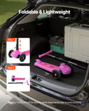 VEVOR trīsriteņu skrejritenis bērniem no 3 gadu vecuma ar LED gaismas riteņiem, regulējamu stūres augstumu, platu pretslīdes platformu un vieglu alumīnija rāmi, kravnesība līdz 74,8 kg, rozā