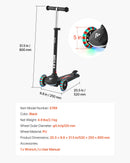 VEVOR trīsriteņu skrejritenis bērniem no 3 gadu vecuma ar LED gaismas riteņiem, regulējamu stūres augstumu, platu pretslīdes platformu un vieglu alumīnija rāmi, kravnesība līdz 74,8 kg, melns