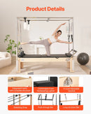 VEVOR pilates reformeris no koka ar dubulto pretestību, treniņu aprīkojums ar reformera kasti un lēciena platformu, piemērots iesācējiem un pieredzējušiem lietotājiem, slodze līdz 181 kg