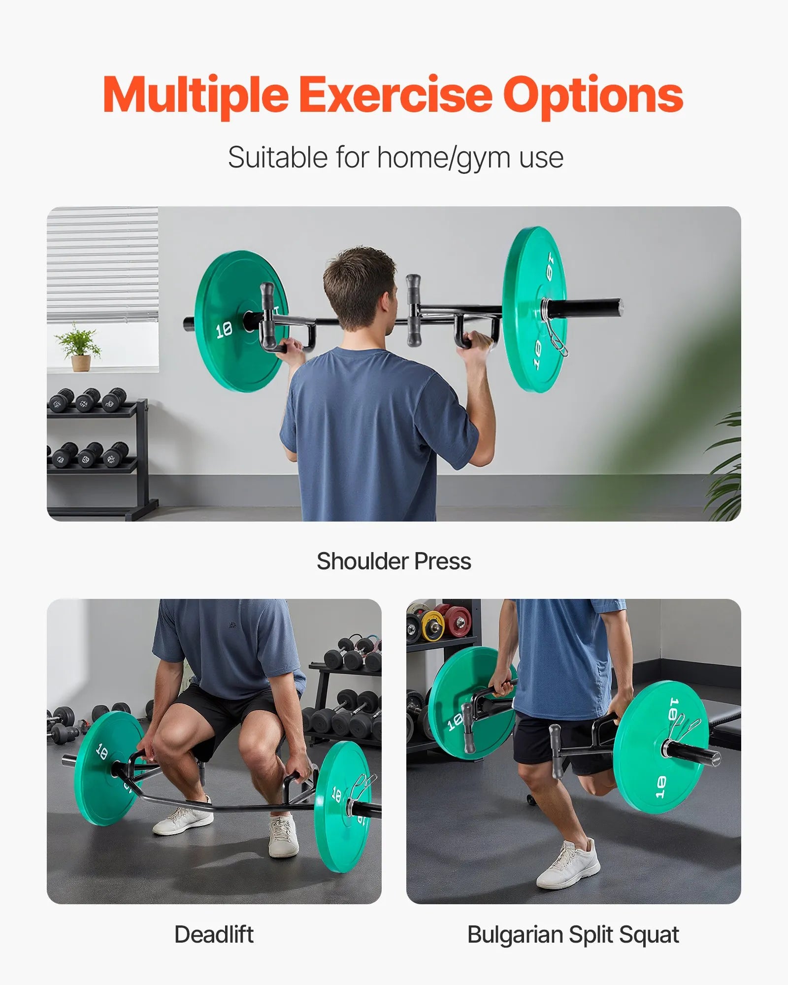 VEVOR trapeces stienis (hex bar), atvērta rāmja konstrukcija, 360 kg slodze, 50 mm diametrs, ar rievotiem rokturiem, piemērots pietupieniem, vilkmei un plecu spiedienam