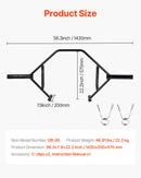 VEVOR trapeces stienis (hex bar), atvērta rāmja konstrukcija, 360 kg slodze, 50 mm diametrs, ar rievotiem rokturiem, piemērots pietupieniem, vilkmei un plecu spiedienam