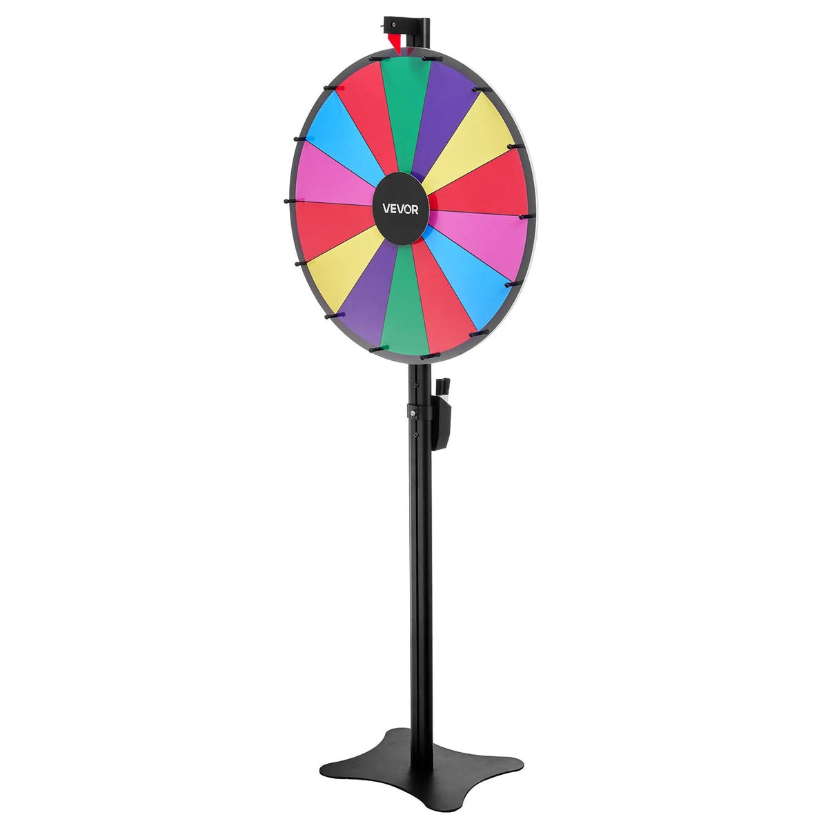 VEVOR 610 mm laimes rats ar statīvu, 14 nodalījumi, regulējams augstums, ar dzēšamu virsmu un 2 marķieriem, 6 krāsas, viegla montāža, ballītēm, bāriem, izstādēm un karnevāliem