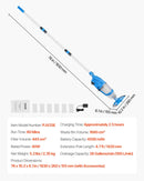 VEVOR Bezvadu rokas baseina putekļsūcējs, 26 GPM, ar pagarināmu kātu, spēcīga sūkšana dziļai tīrīšanai, uzlādējams, darbības laiks līdz 1 stundai, paredzēts virszemes un iebūvējamiem baseiniem un spa