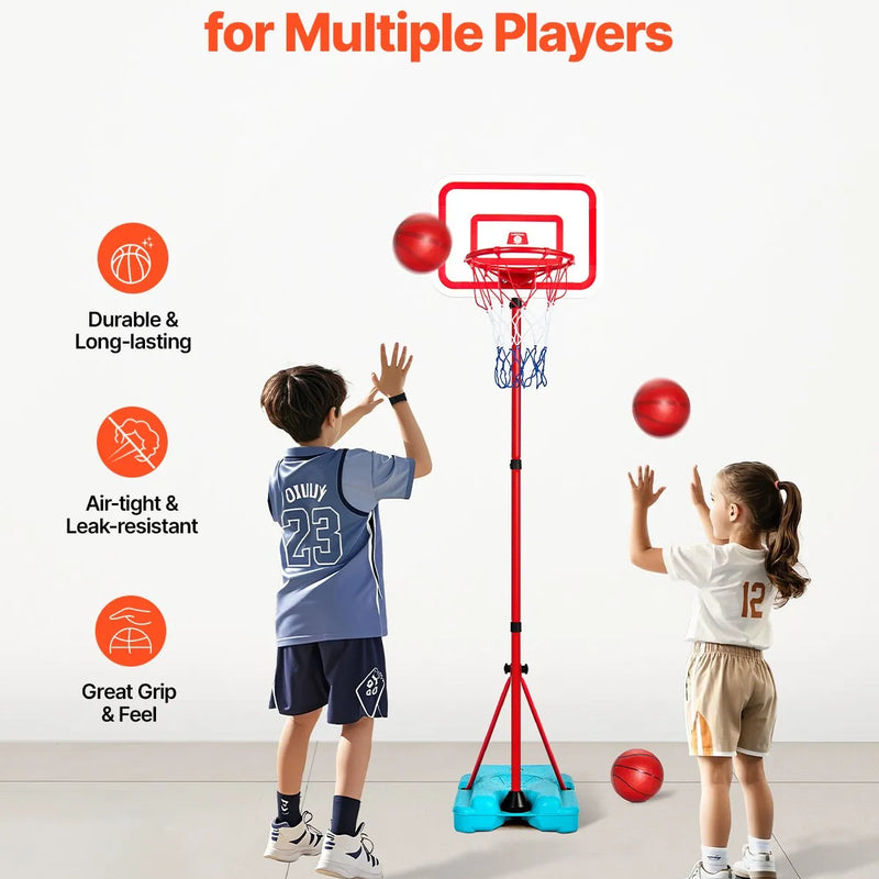 VEVOR Bērnu basketbola statīvs ar regulējamu augstumu un uzpildāmu pamatni, pārnēsājams basketbola komplekts iekštelpām un pagalmam, piemērots bērniem 3–8 gadi, zēniem un meitenēm
