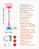 VEVOR Bērnu basketbola statīvs ar regulējamu augstumu un uzpildāmu pamatni, pārnēsājams basketbola komplekts iekštelpām un pagalmam, piemērots bērniem 3–8 gadi, zēniem un meitenēm