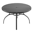 VEVOR āra terases apaļš metāla tērauda līstīšu ēdamgalds Ø120 cm ar 38 mm saulessarga atveri, dārzam un lievenim, melns
