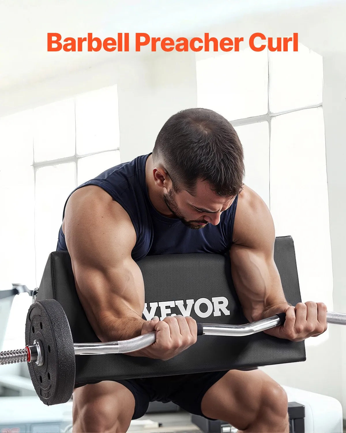 VEVOR bicepsu treniņu spilvens, portatīvs preacher tipa spilvens, kompakts bicepsu vingrinājumu atbalsts no augsta blīvuma EVA putām, piemērots stieņa un hanteles vingrinājumiem, mājas sporta zālei