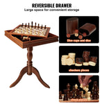 VEVOR 3 vienā šaha, dambretes un bekgemona galda komplekts, 457 mm premium koka šaha galds, luksusa kombinētais spēļu galda mēbeļu komplekts, galda spēļu dāvana ģimenei