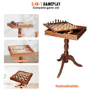 VEVOR 3 vienā šaha, dambretes un bekgemona galda komplekts, 457 mm premium koka šaha galds, luksusa kombinētais spēļu galda mēbeļu komplekts, galda spēļu dāvana ģimenei