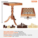 VEVOR 3 vienā šaha, dambretes un bekgemona galda komplekts, 457 mm premium koka šaha galds, luksusa kombinētais spēļu galda mēbeļu komplekts, galda spēļu dāvana ģimenei