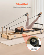 VEVOR salokāms koka pilates reformeris ar dubulto pretestību (atsperes un troses), pilates gulta ar sēdēšanas kasti, piemērots mājas sporta zālei un studijai, slodze līdz 181 kg