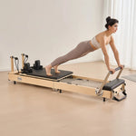VEVOR salokāms koka pilates reformeris ar dubulto pretestību (atsperes un troses), pilates gulta ar sēdēšanas kasti, piemērots mājas sporta zālei un studijai, slodze līdz 181 kg