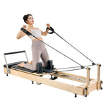 VEVOR salokāms koka pilates reformeris ar dubulto pretestību (atsperes un troses), pilates gulta ar sēdēšanas kasti, piemērots mājas sporta zālei un studijai, slodze līdz 181 kg