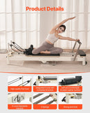 VEVOR salokāms pilates reformeris ar sēdēšanas kasti, pilates gulta ar dubulto pretestību (atsperes un troses), piemērots iesācējiem un pieredzējušiem lietotājiem mājas sporta zālei, slodze līdz 181 kg