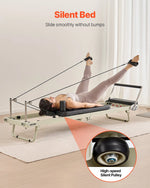 VEVOR salokāms pilates reformeris ar dubulto pretestību (atsperes un troses), pilates treniņu iekārta mājas sporta zālei un studijai, piemērots iesācējiem un pieredzējušiem lietotājiem, slodze līdz 181 kg