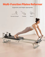 VEVOR salokāms pilates reformeris ar dubulto pretestību (atsperes un troses), pilates treniņu iekārta mājas sporta zālei un studijai, piemērots iesācējiem un pieredzējušiem lietotājiem, slodze līdz 181 kg
