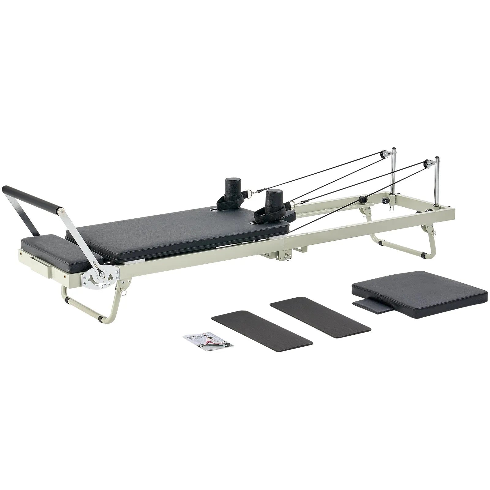 VEVOR salokāms pilates reformeris ar dubulto pretestību (atsperes un troses), pilates treniņu iekārta mājas sporta zālei un studijai, piemērots iesācējiem un pieredzējušiem lietotājiem, slodze līdz 181 kg